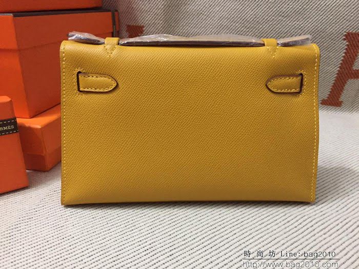 HERMES愛馬仕 凱莉包 mini kelly一代 新色黃epsom皮 夏天首選手包款 可手提肩背  Ama1323